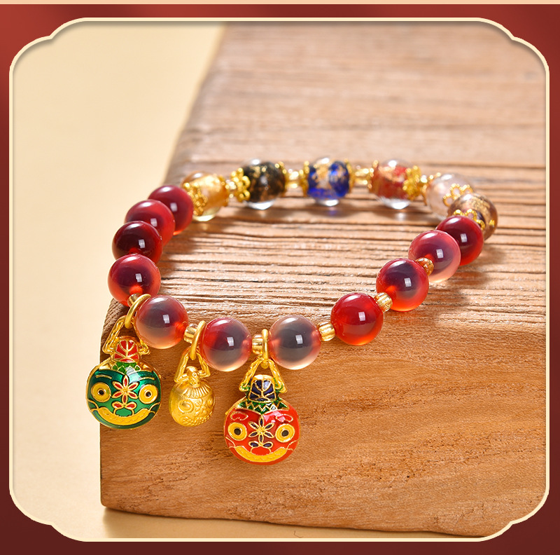 多宝金箔琉璃手串半糖吞金兽蓝白色糖心玛瑙转手链女水晶饰品佛珠文玩手串文玩手串琉璃手串手串情侣详情2