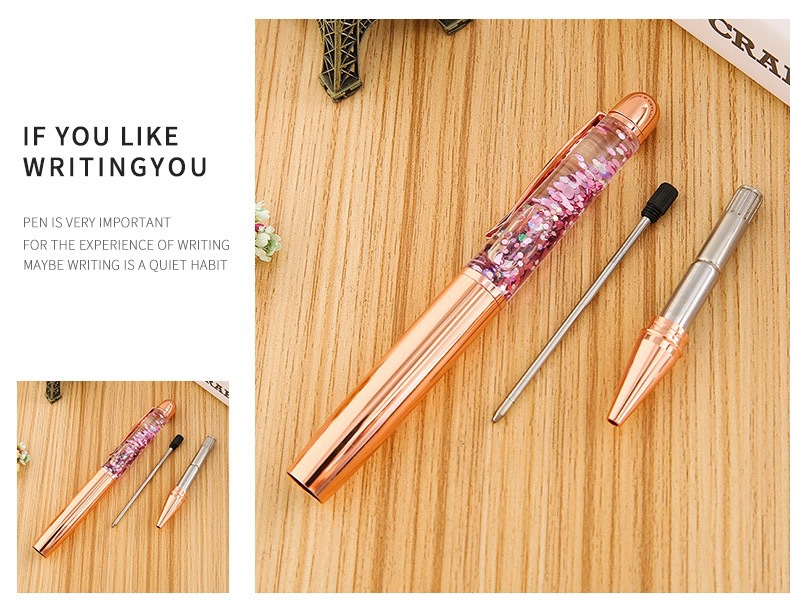 2024 New stationery: Large, plump rose gold ink pen, sand pen, gold chalk, metal ballpoint pen pic 6