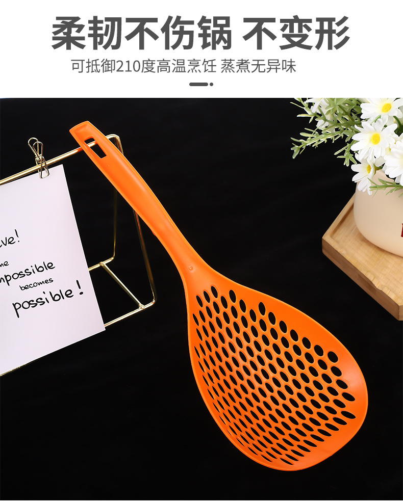 Wholesale of Japanese-style plastic large strainer for dumplings, noodles, blanching sieves, hot pot strainers, long-handled noodle scoops, and mesh spoons pic 2