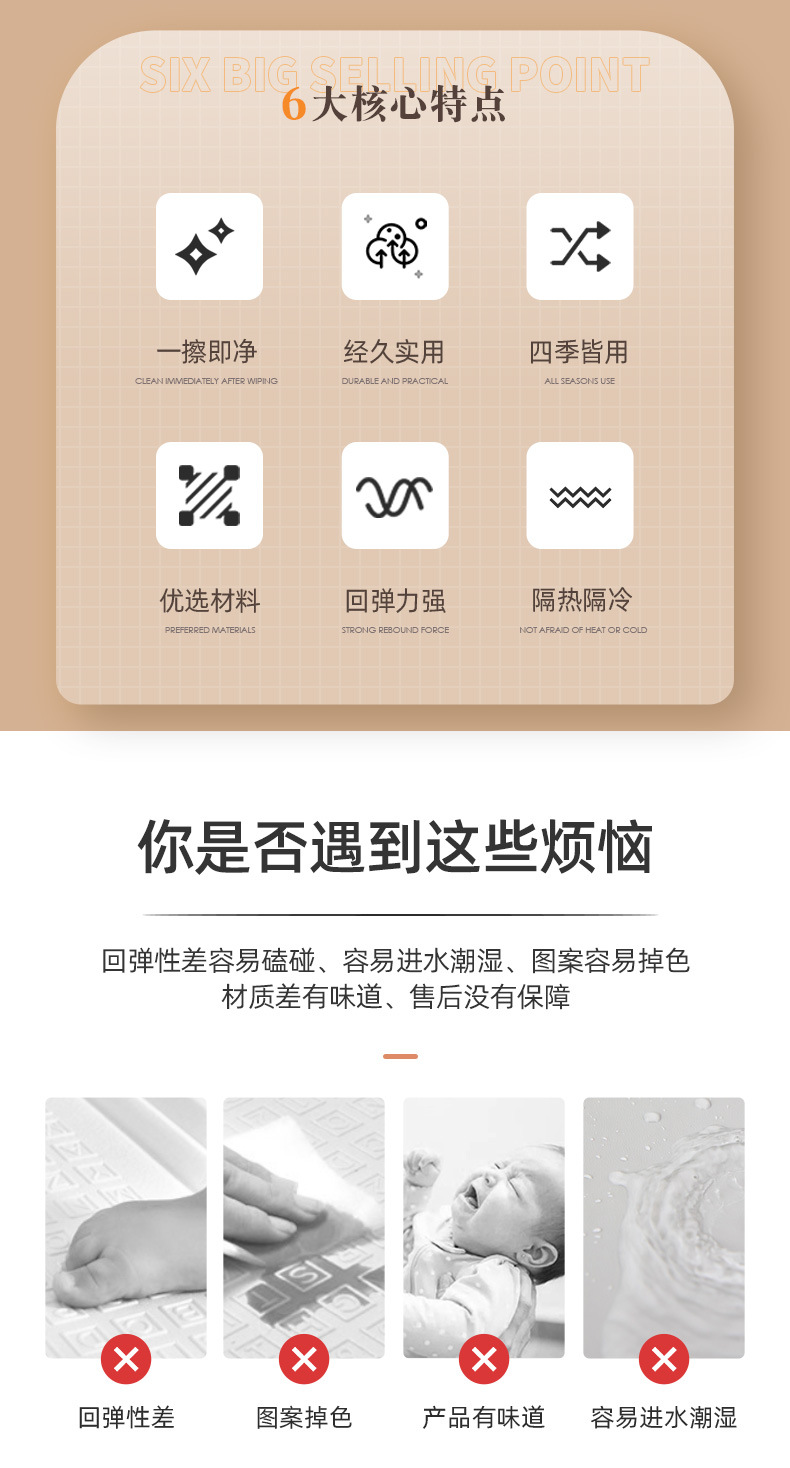 宝宝爬行垫客厅爬爬垫加厚防摔家用婴儿客厅家用epe地垫子儿童详情2