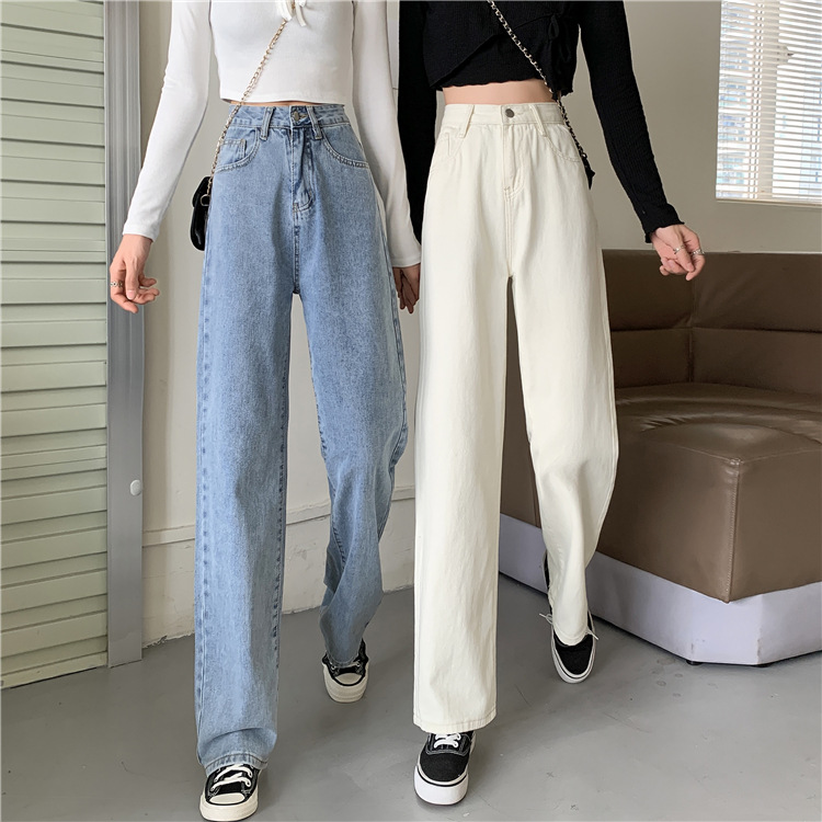 Spring 2021 new loose jeans for petite women, high-waisted and slimming, wide-leg and straight-leg pants, trendy on Instagram pic 10