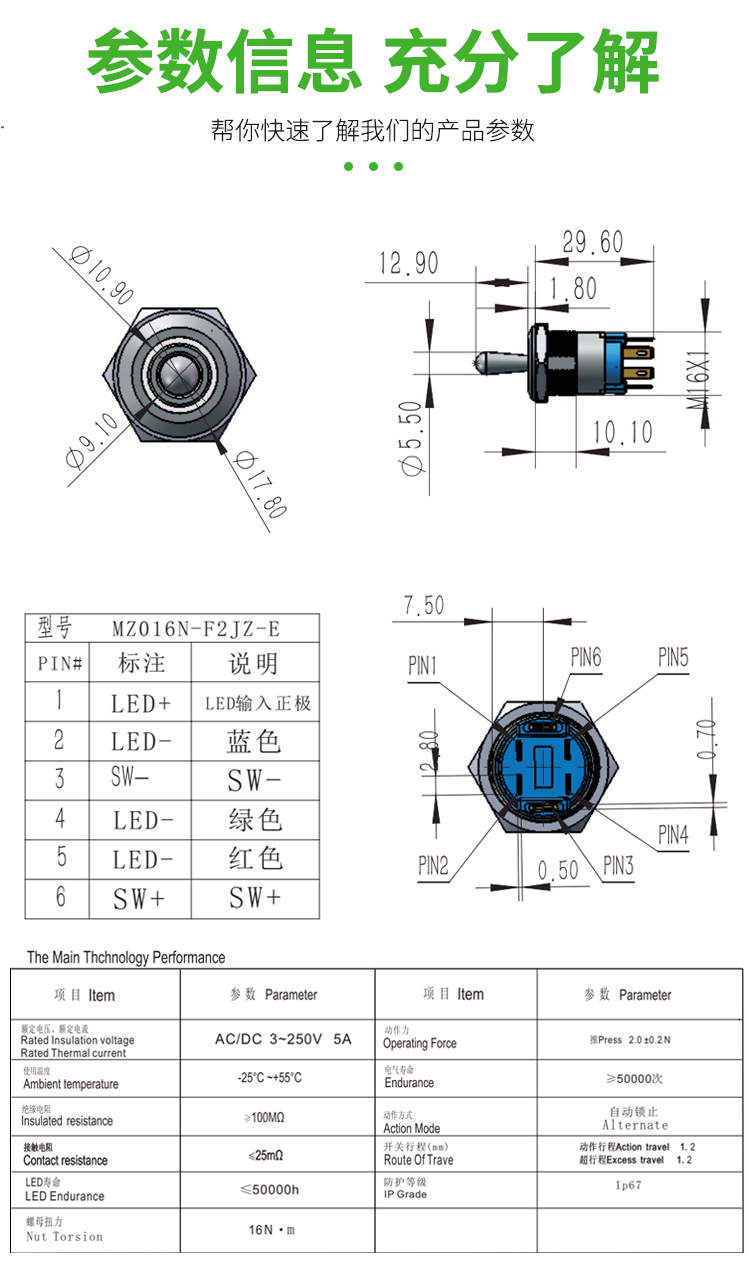 CMP Xipu 16MM metal toggle switch rocker arm with light, two-position waterproof toggle switch rocker pic 15