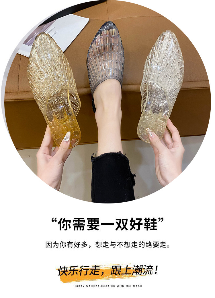 水晶凉鞋女款夏季外穿2024新款坡跟果冻鞋夏天洞洞鞋厚底透明女鞋详情2