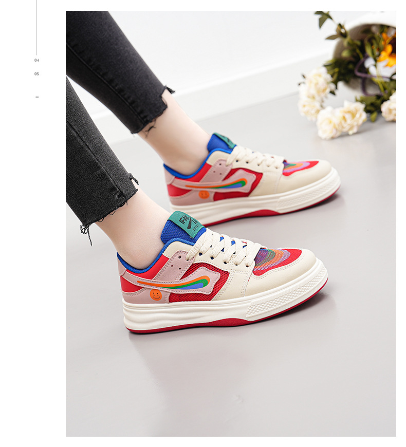 2023新款女鞋网面鸳鸯拼色板鞋春夏平底板鞋女士休闲鞋镂空小白鞋详情10