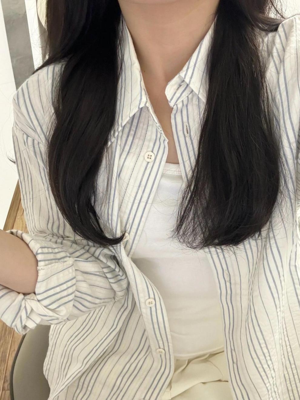 2024夏季薄款韩版防晒衬衫女条纹小清新宽松百搭衬衣外穿上衣潮详情2