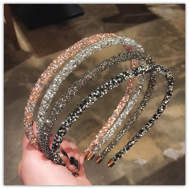 Cross-border hair accessories: Korean style slender water diamond super sparkling hair band, versatile, elegant and simple headband hair clip pic 12