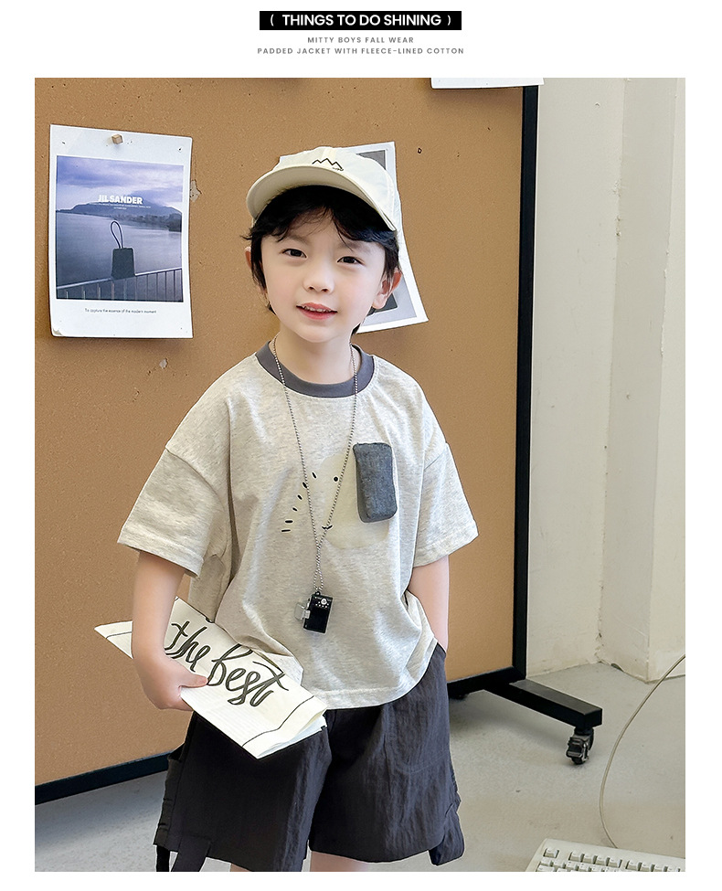 夏款童装儿童短袖T恤男童纯棉圆领上衣韩版宝宝可爱小狗半袖夏装详情29