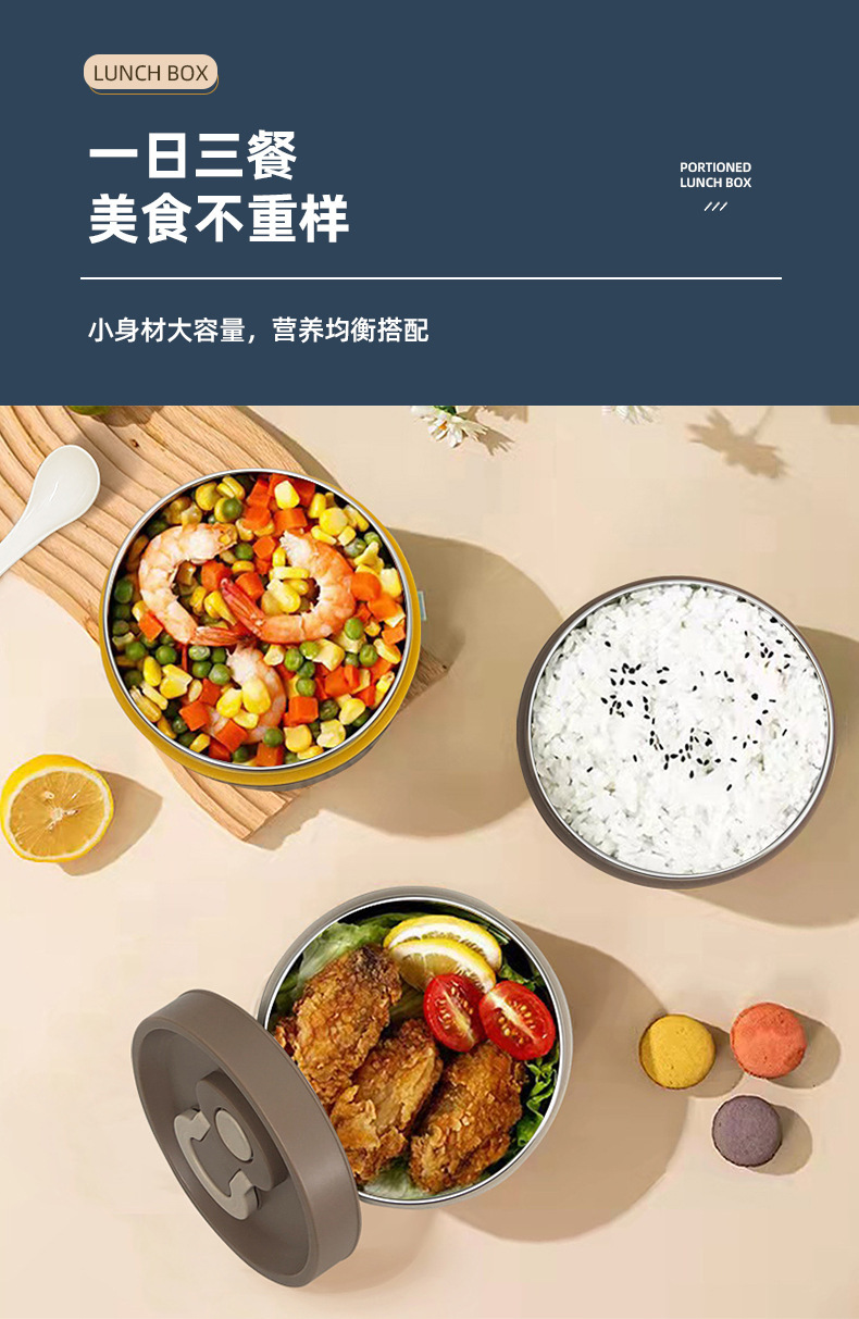 304不锈钢保温饭盒批发 上班族餐盒便当盒便携手提午餐盒学生饭盒详情2