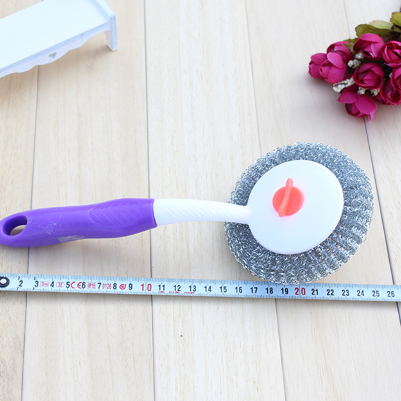 Plastic long-handled decontamination and cleaning brush, stainless steel round pot and bowl brush, 2-yuan store street stall wholesale pic 11