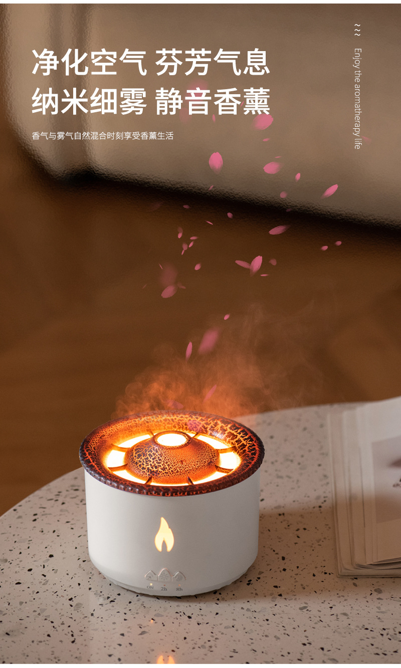 100% simulation 3D volcano humidifier, innovative jellyfish large spray, ultrasonic atomization aroma diffuser for office and home use pic 5
