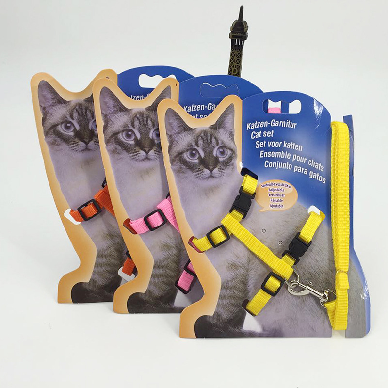 Pet supplies factory cat chains and kittens use I-shaped chest straps, leash ropes, and cat lashes for walking and guiding pic 5