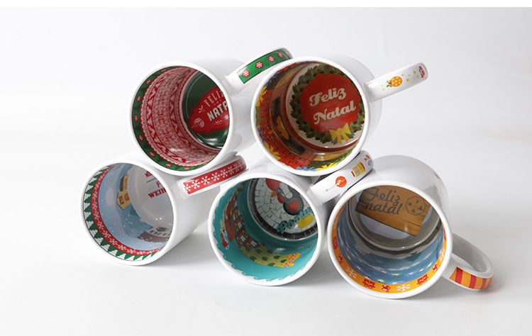 Heat-transferable cups with baked floral Christmas-coated ceramic cups, DIY cups, gifts for festivals pic 24