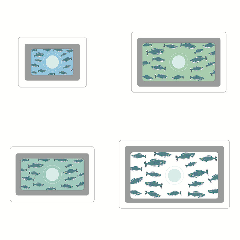 方形饭盒蓝色四件（鱼仔）