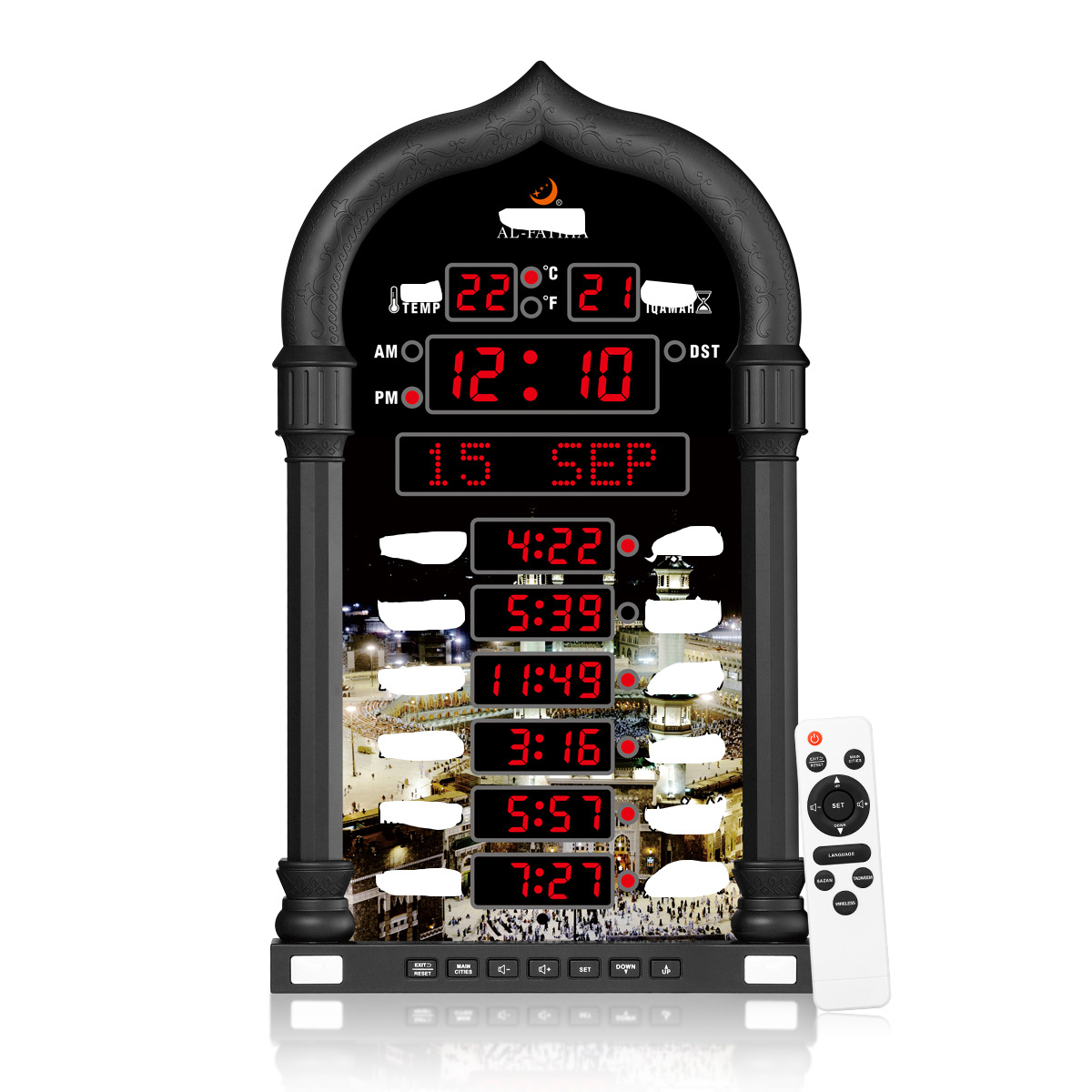 AL-FATIHA brand FAJ-4008pro plug-in digital with dot matrix display remote control LED electronic clock company pic 4