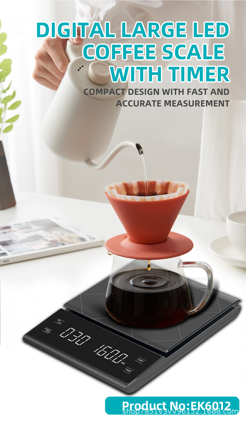Amazon coffee scale, multi-functional bar counter electronic scale, gram scale with timer, 3KG kitchen scale pic 1