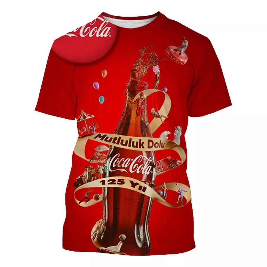 The latest summer bestseller is the Coca-Cola T-shirt with 3D digital printing, a fashionable and trendy loose short-sleeved top pic 9