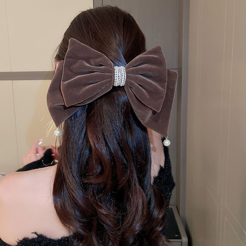 Autumn and winter velvet oversized bow pearl hair clips, women's back head top clip hair clips, high-end and elegant headwear and hair accessories pic 15