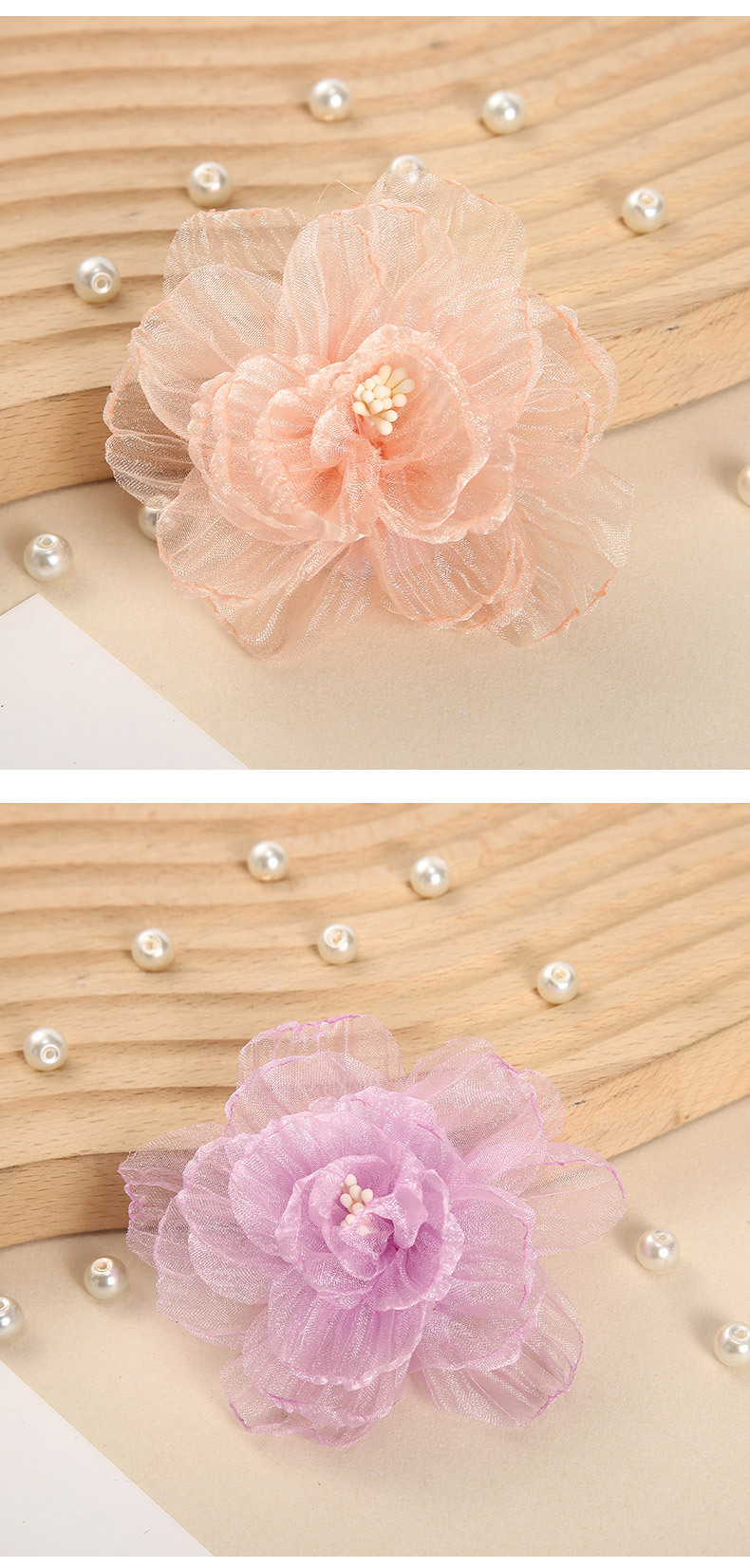 爆款源头工厂韩版欧根纱手工花烧边花小清新帽子头饰服装配饰辅料详情9