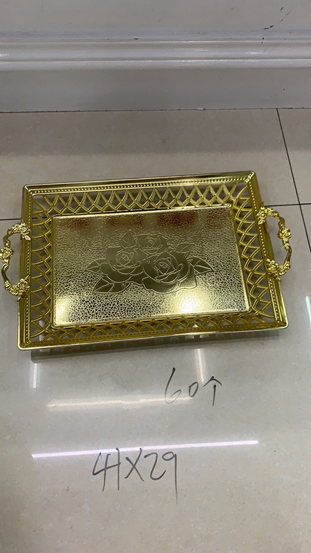 多种款式方形圆形电镀金色银色盘子瓜果盘详情2