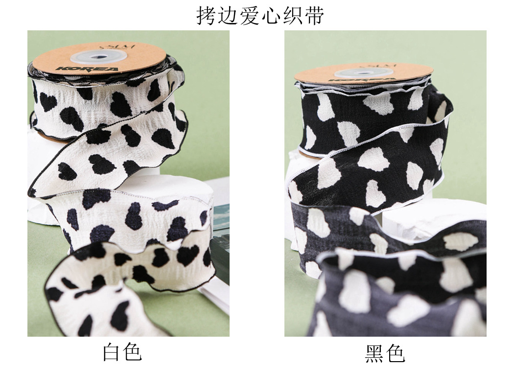 DIY bow hair accessory material package with black and white snow yarn webbing, hand-held flower gift box packaging, polyester yarn webbing pic 17