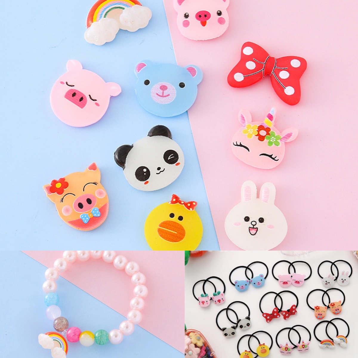 透明糖果色树脂立体小熊爱心彩虹DIY手机壳发夹手作饰品配件批货详情1