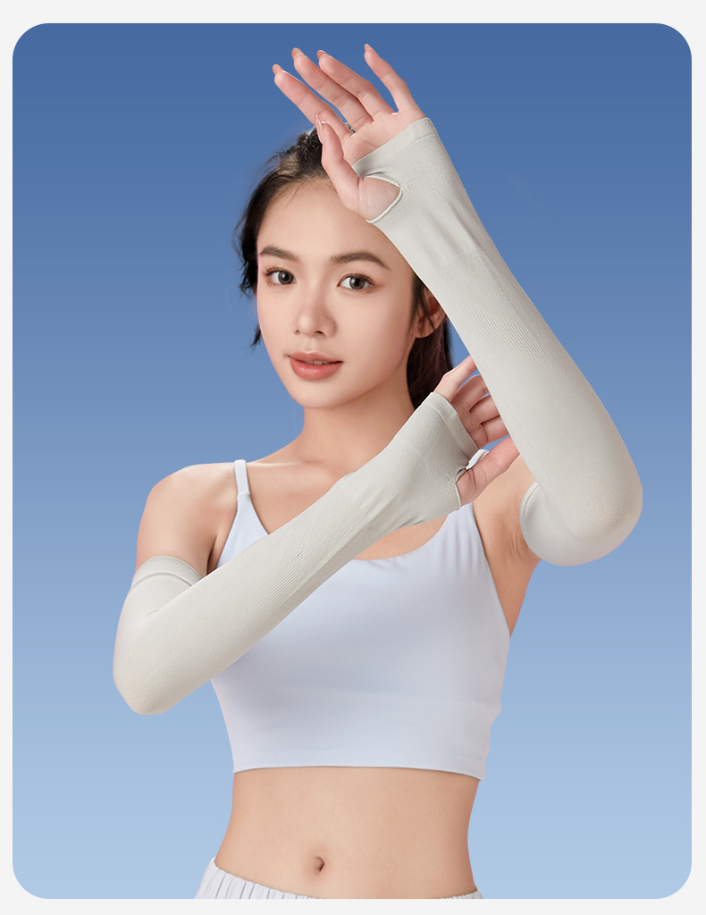 夏季防晒冰袖女户外防紫外线冰丝袖套薄护臂开车骑行透气凉感手袖详情20