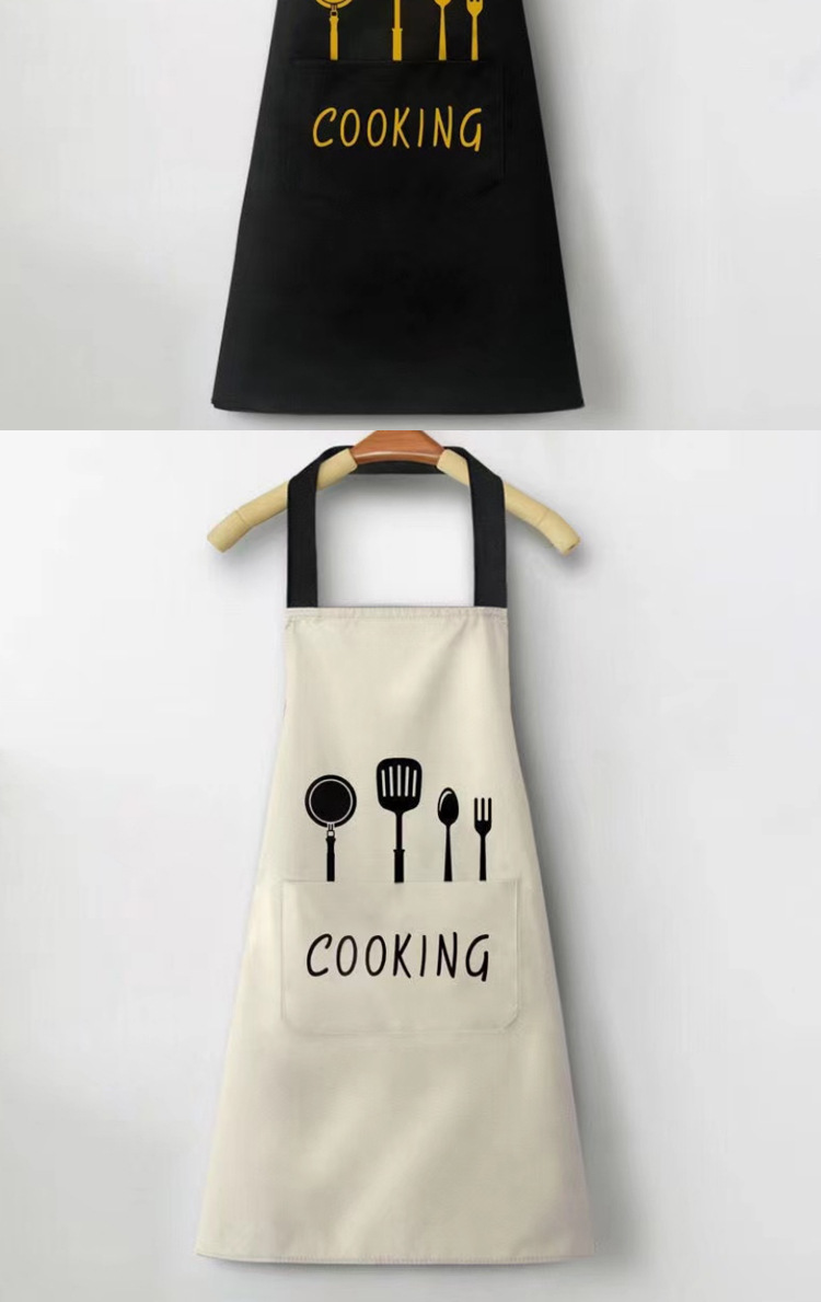 简约家用厨房围裙男女款防油污时尚围裙可擦手防水印花围裙批发详情12