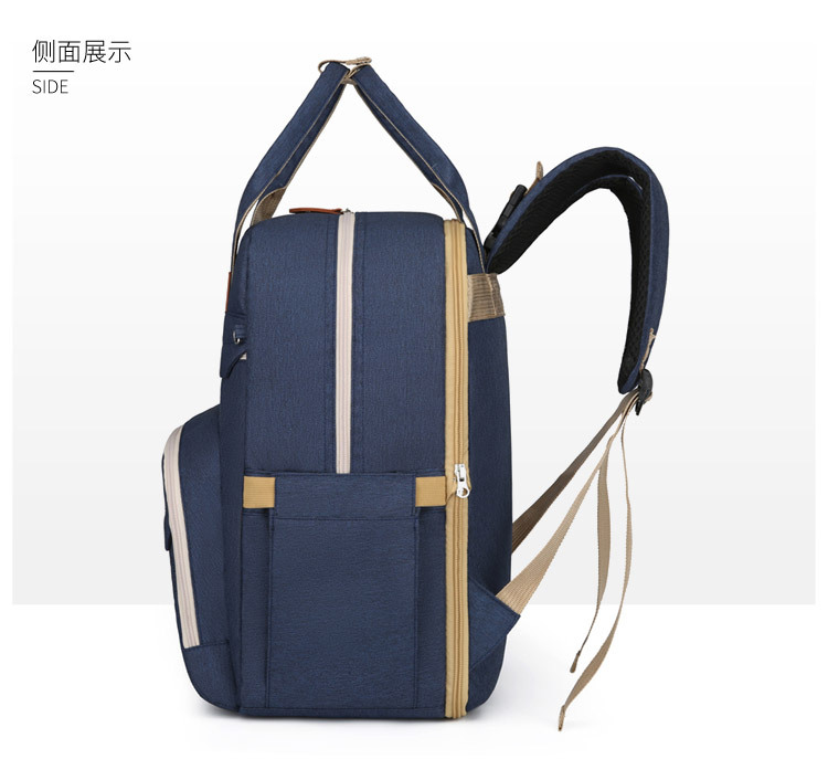 Factory direct sales: New multi-functional mummy bag, double-shoulder baby bed backpack, large-capacity waterproof bag with pacifier, embroidered thread pic 22
