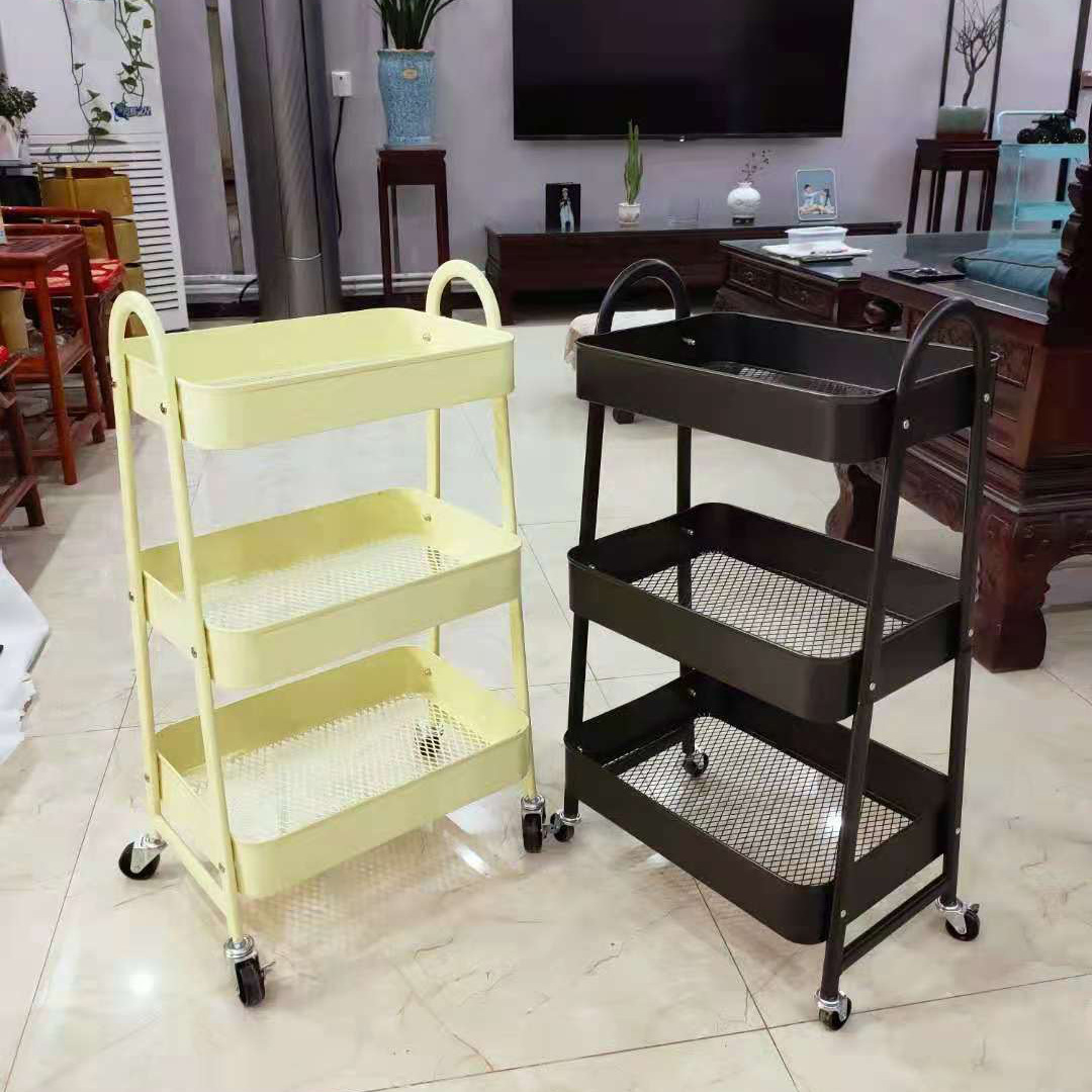 Kitchen mobile trolley assembly rack, floor-standing trolley, bedroom bedside storage rack, small volume packaging for export pic 1
