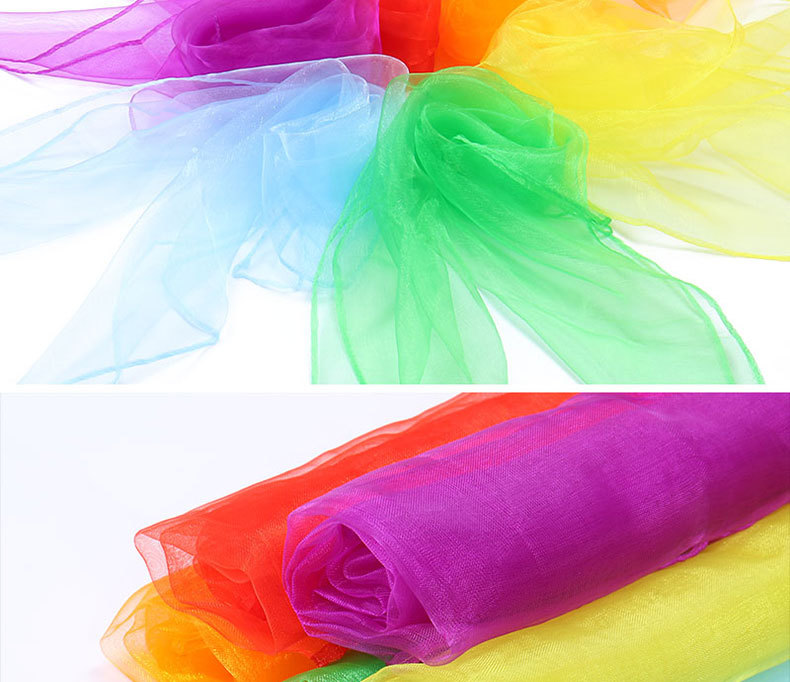 60cm solid-color chiffon nylon small silk scarf, versatile dance performance new small square scarf, candy-colored versatile gauze scarf pic 60