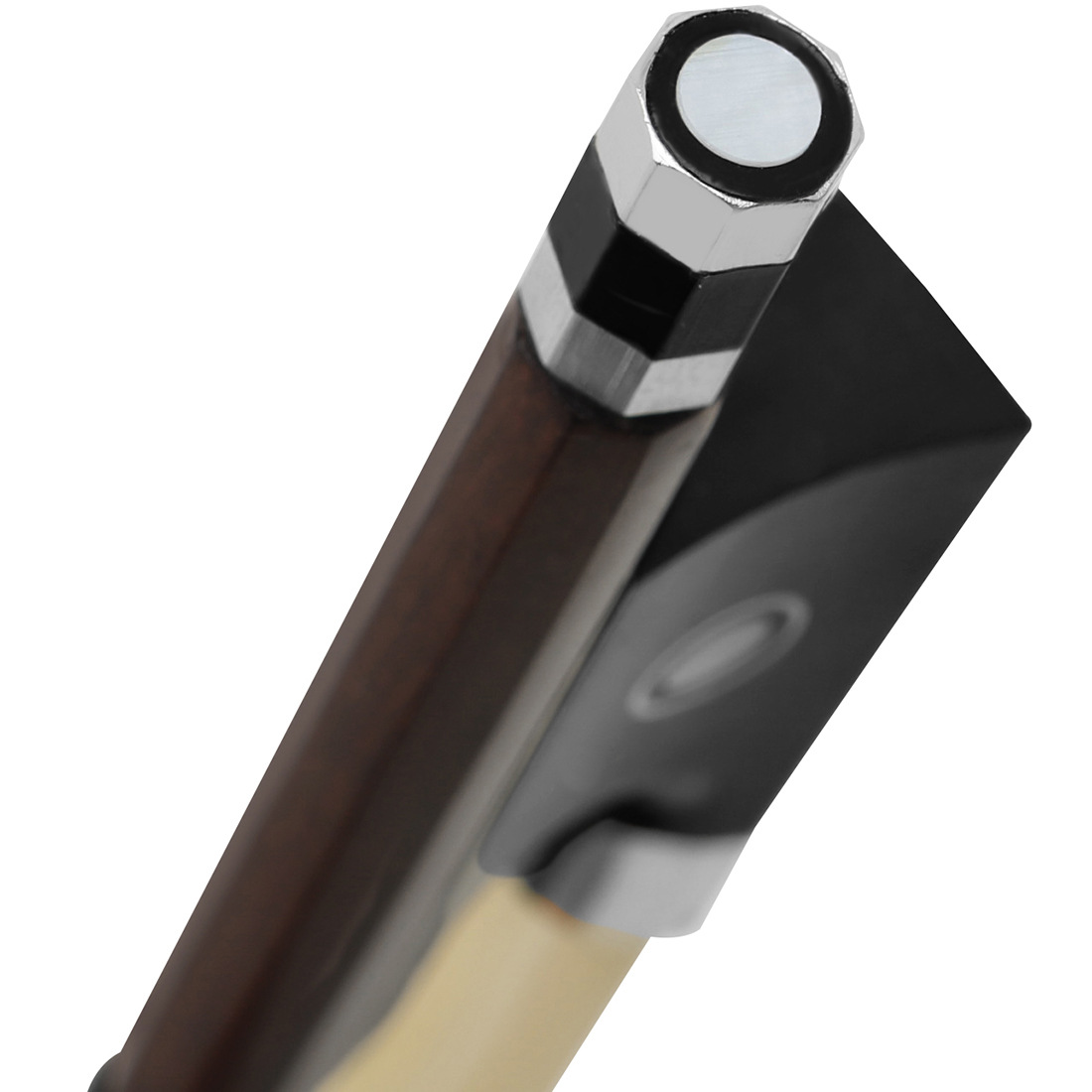 QA-18小提琴琴弓4/4巴西红木琴弓纯马尾乌木白贝银丝羊皮手托琴弓详情13