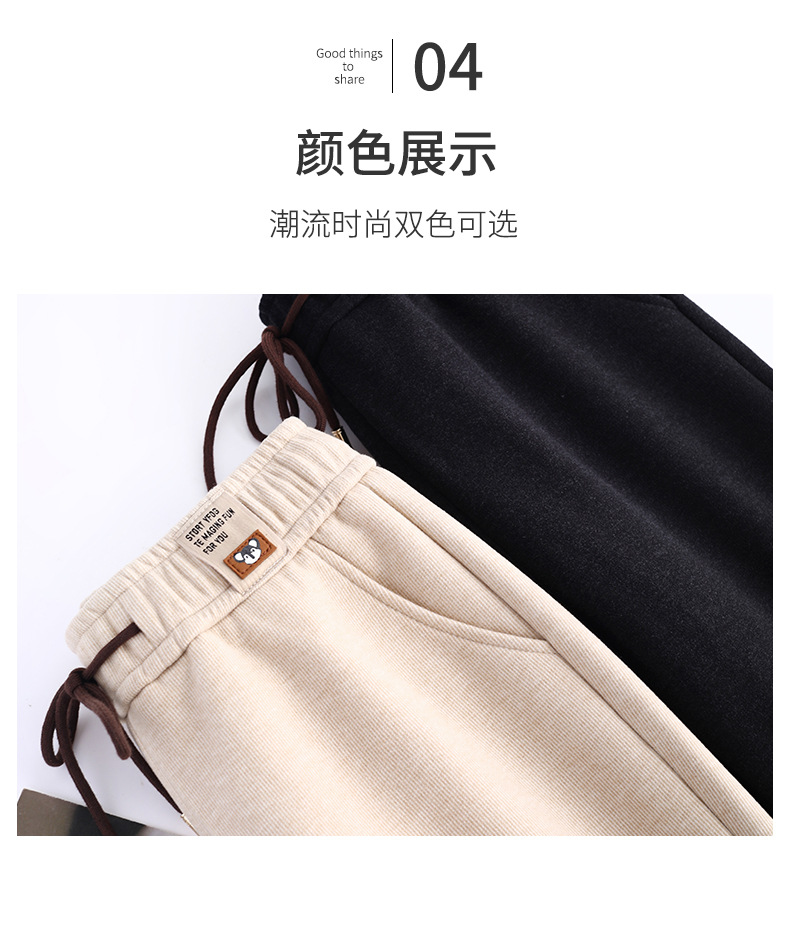 毛呢哈伦裤女秋冬2022高腰宽松显瘦系带加厚九分萝卜休闲小脚裤详情23