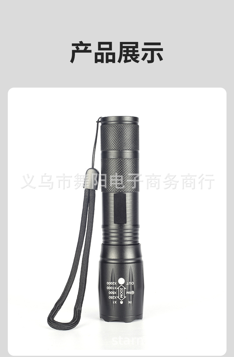 Factory wholesale XML-T6 telescopic zoom high-intensity flashlight long-range outdoor charging mini aluminum alloy small hand tube pic 17