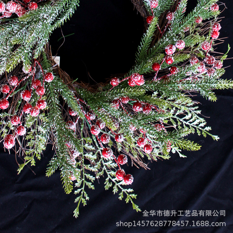 Desheng Thanksgiving Decoration Cross-border e-commerce Amazon Red Fruit, Snow, Frost, snow Powder Flower Wreath Christmas decoration pic 16