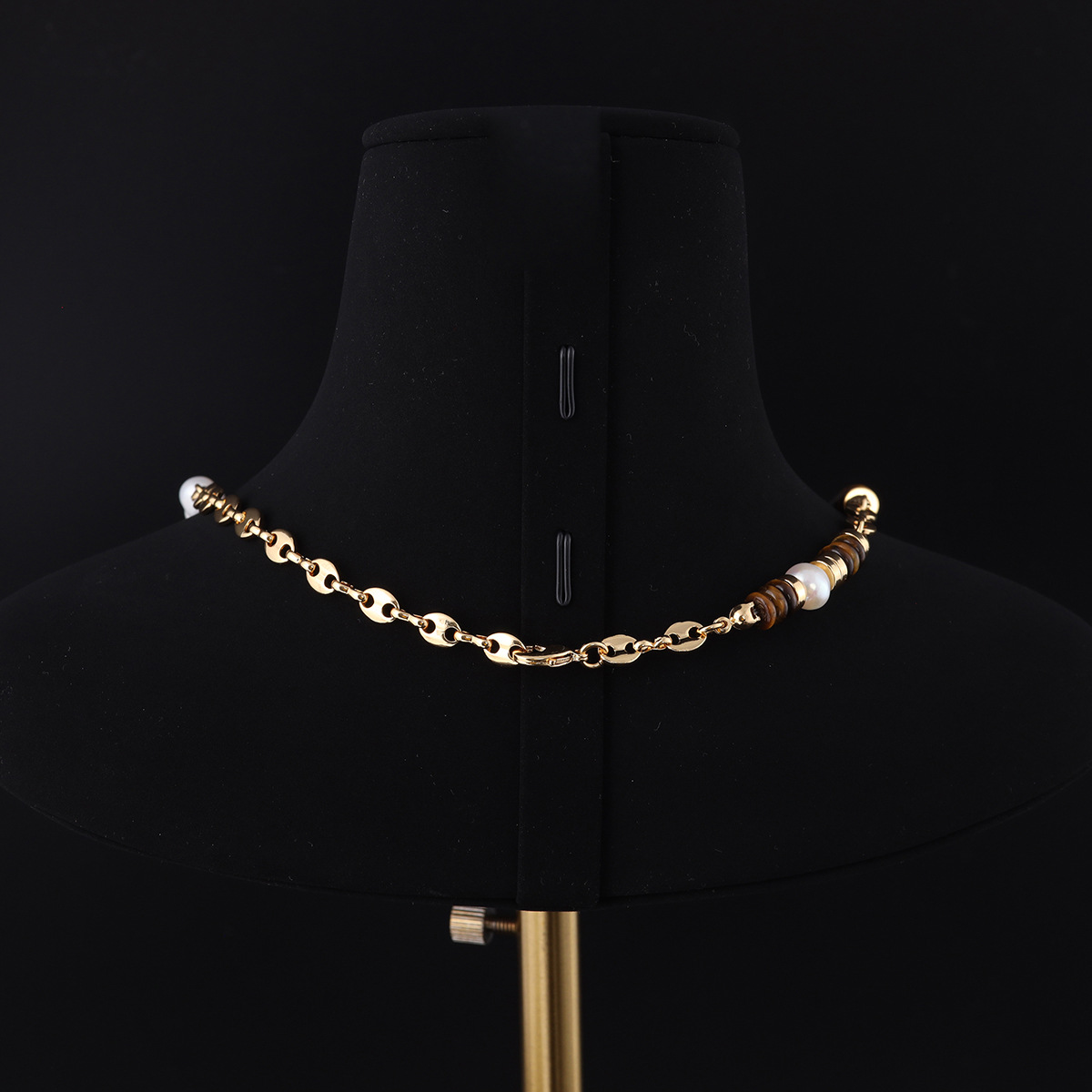 中古vintage高级感时尚小众设计青岛工厂批发虎眼石淡水项链女款详情5