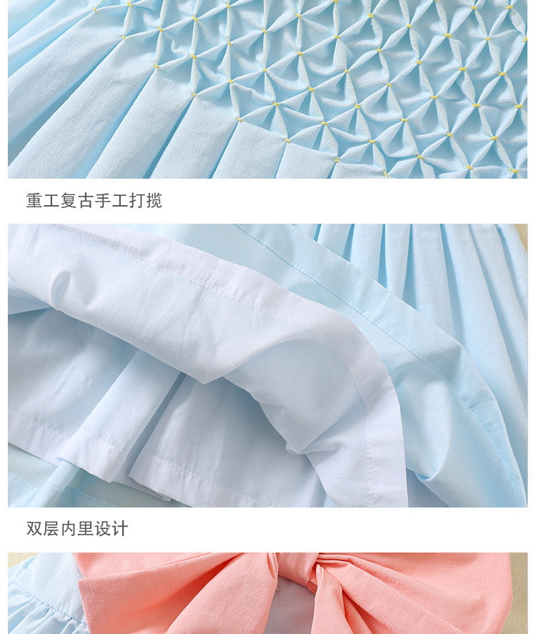 夏装女童打揽百褶公主裙西班牙女童飞袖连衣裙棉女宝宝生日裙外贸详情6