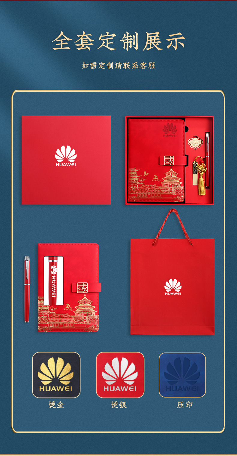 Customized A5 business national trend souvenir notebook, enterprise office meeting event gift box set with logo printing pic 2