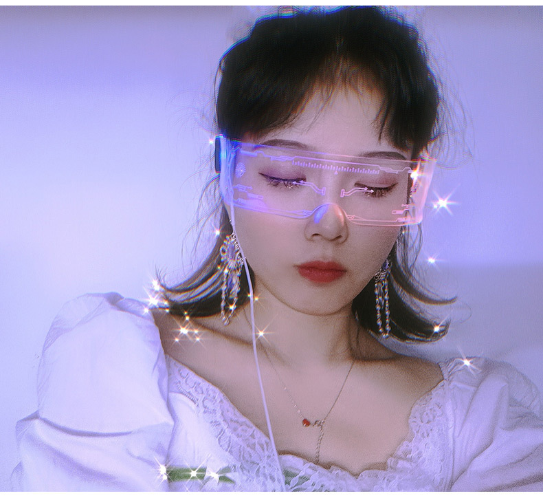亚马逊LED灯发光眼镜潮未来科技感抖音同款酒吧蹦迪爆闪充电眼镜详情26