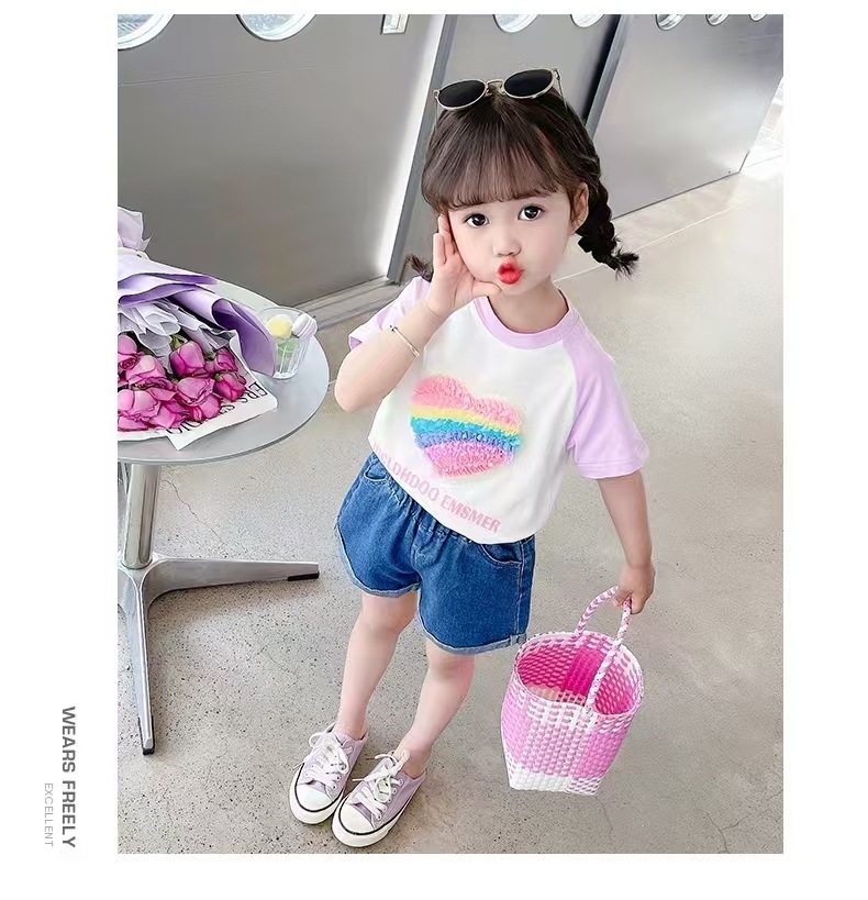 2025夏季女童短袖上衣T恤新款纯棉女宝宝短袖洋气高档童装代发详情17
