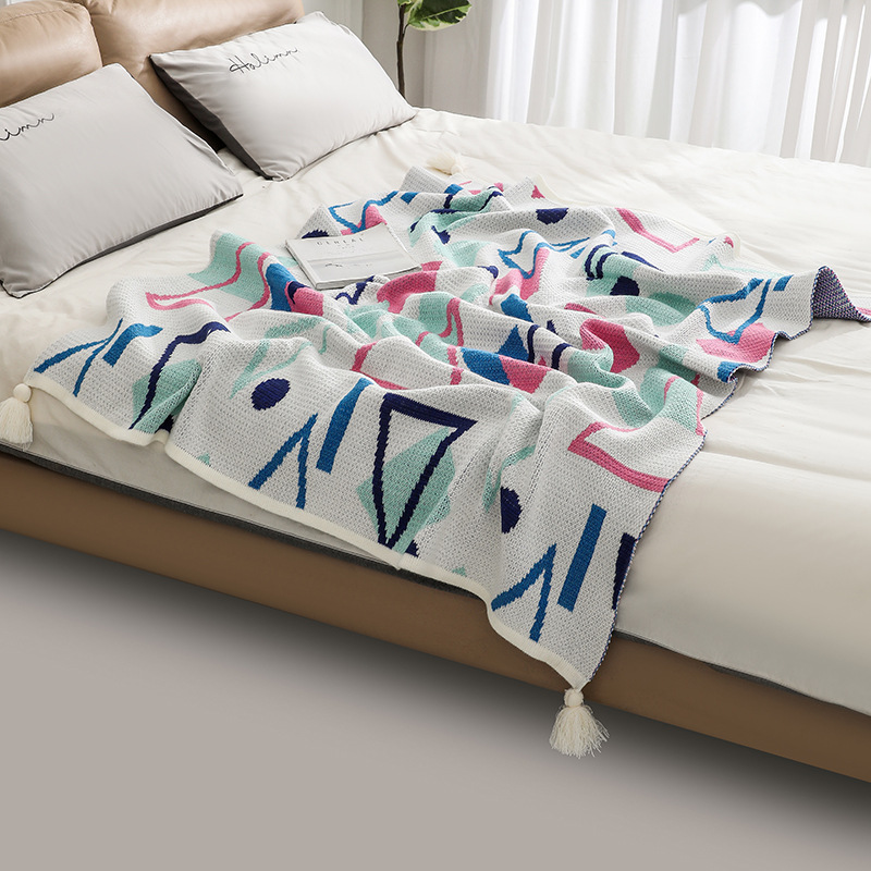 Bohemian windblown hair blanket, bay window blanket, knitted blanket, ethnic wave air conditioning blanket, tassel nap blanket pic 19