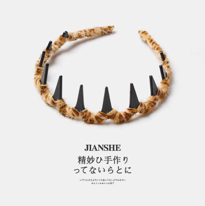 甜酷豹纹带齿波浪发箍女秋发根蓬松神器洗脸压发防滑头箍发卡头饰详情9