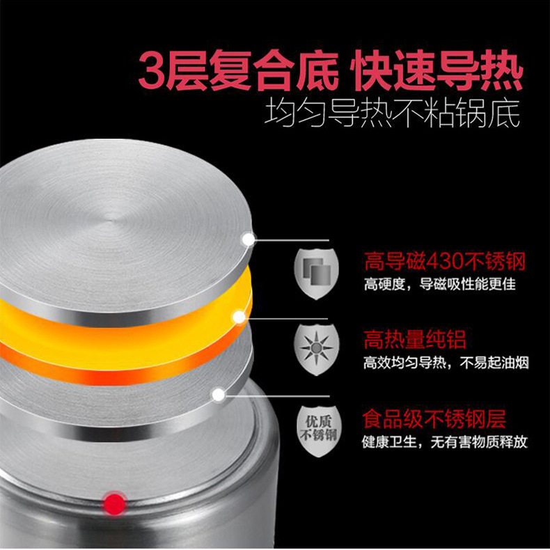 Thickened stainless steel soup bucket 430 iron bucket, special soup pot for induction cooker, milk tea bucket thickened 304 stainless steel soup bucket with magnetic pic 9