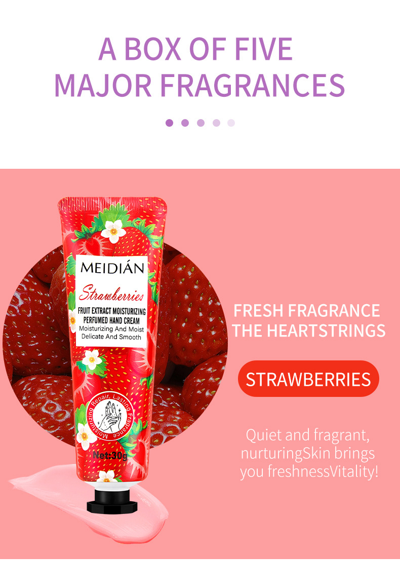 [versión en inglés de comercio exterior especial] crema de mano perfumada de frutas 5 bolsas conjunto de crema de mano al por mayor pic 10