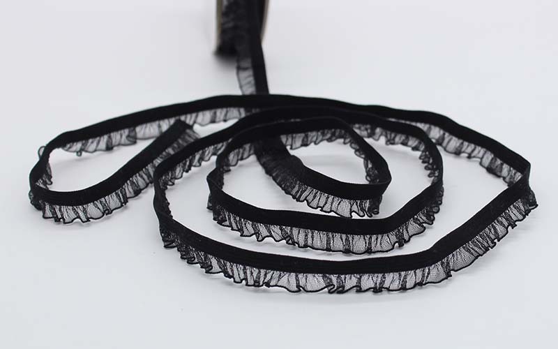 In stock: 1.0cm single-sided black fungus snow yarn lace elastic band for baby clothes, decorative accessories, home textile edging materials pic 18