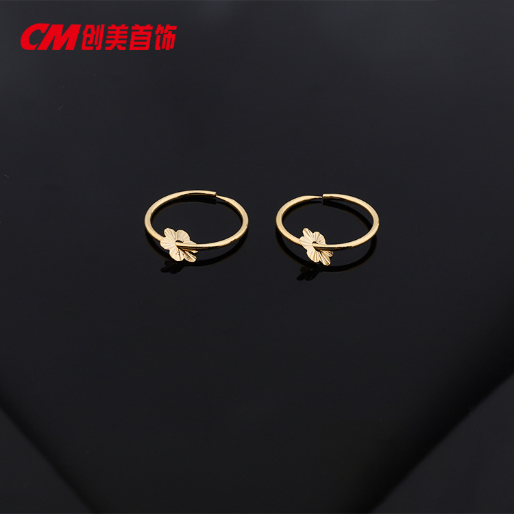 Chuangmei Jewelry 24K gold-plated earrings, ear buckles, European and American fashion accessories, earrings, four-leaf clover earrings for women pic 10