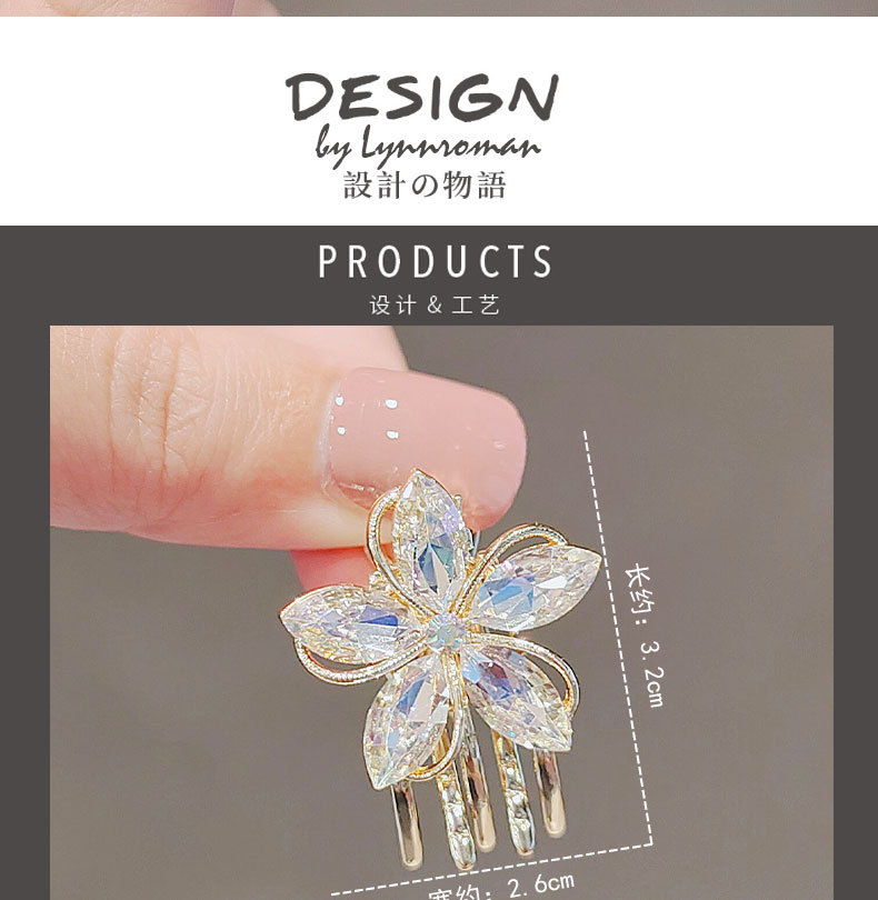 夹子头饰韩国优雅仿水晶花朵发夹刘海夹顶夹少女发抓夹详情4