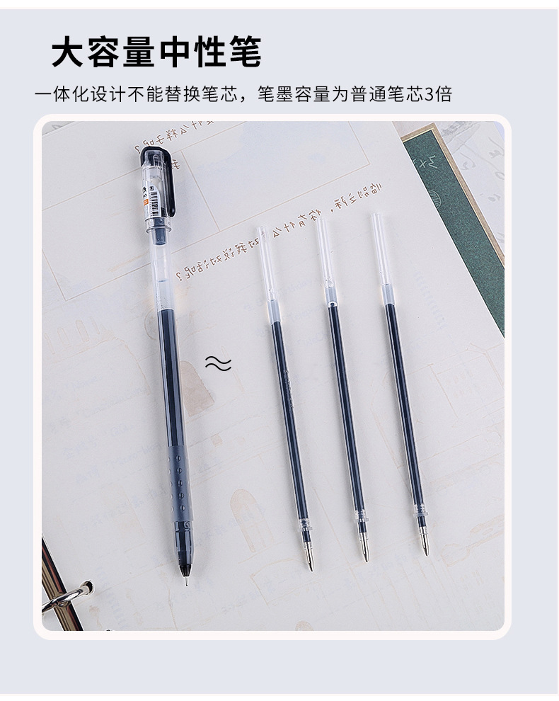 乐炫速干中性笔学生考试专用黑色大容量0.4mm全针管巨能写刷题笔YL002-LX1020详情4