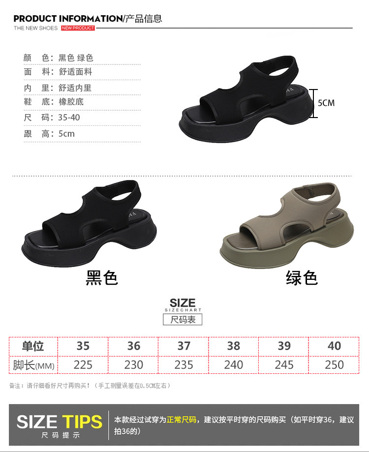 网红露趾休闲凉鞋女厚底2024年夏季新款欧洲站运动百搭小众罗马鞋详情3