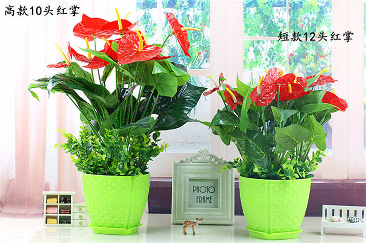 批发绿植红掌假花客厅装饰绿色植物落地塑料假花摆设盆栽绢花盆景详情12