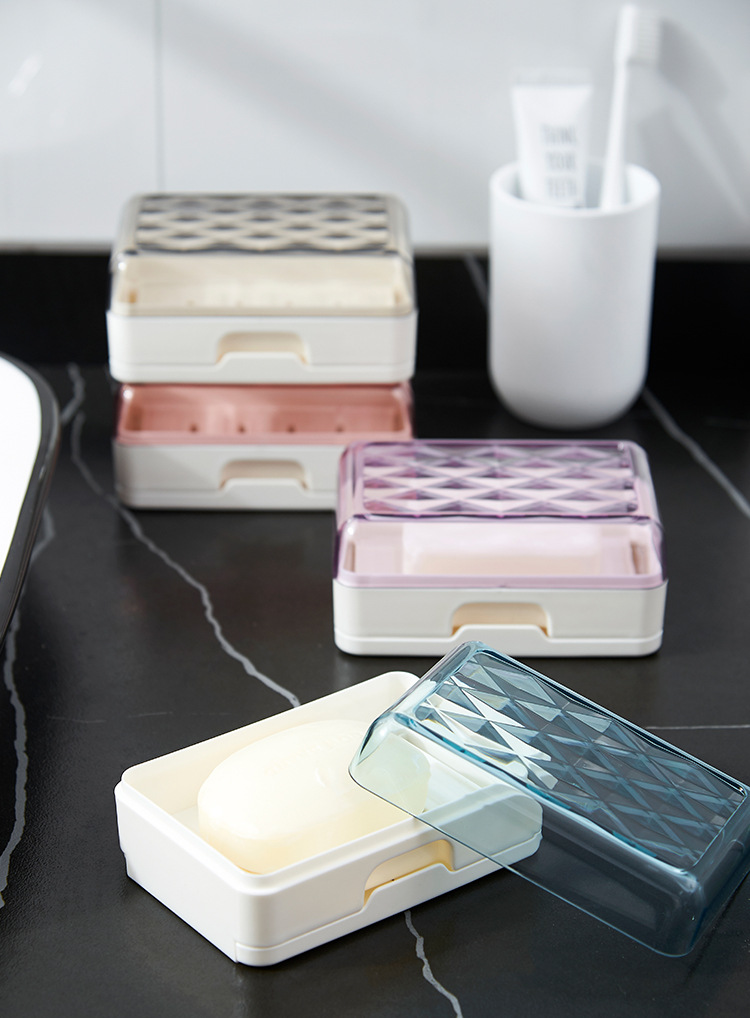 Guanghua simple draining soap box, bathroom with lid, bottom hollowed-out drainage, anti-slip washbasin, snapper soap tray pic 2